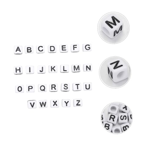 FIXOSHEE 100Stücke Acryl Buchstabenperlen DIY Bastelzubehör für Schmuckherstellung Quadratische Perlen für Armbänder von FIXOSHEE