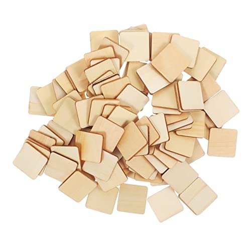 FIXOSHEE 100Stücke Holzquadrate für DIY Bastelprojekte Unvollendete Quadratische Holzstücke Dekorieren Natürliche Holzplatten für Dekorationen von FIXOSHEE