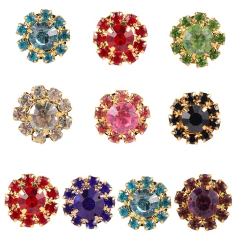 FIXOSHEE 10Stücke DIY Bastelknöpfe mit Strass und Metallschlaufe Zufällige Farben für Nähprojekte für Kleidung Haarschmuck und Mehr von FIXOSHEE