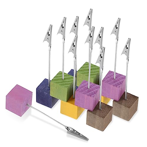 FIXOSHEE 10Stücke Teiliges Kartenclips mit Holzsockel Kreative Fotohalter für Büro Hausdekoration und Partys Stabiler Halt für Fotos und Postkarten von FIXOSHEE