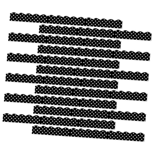 FIXOSHEE 12 Stück Dekorative Aufkleber für die Tafel magnetischer gewellter Rand auswechselbare Randleiste bürodeko büro dekoration austauschbarer Pinnwandrand Festival-Bordüre PVC Black von FIXOSHEE