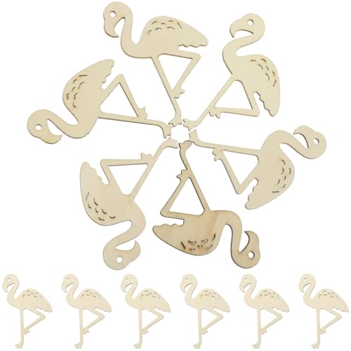 FIXOSHEE 12 Stück Flamingo Holz Ausschnitte für Bastelarbeiten Handgefertigte Deko Elemente für Kreative Projekte Geeignet für Partys und Kindergeburtstage von FIXOSHEE