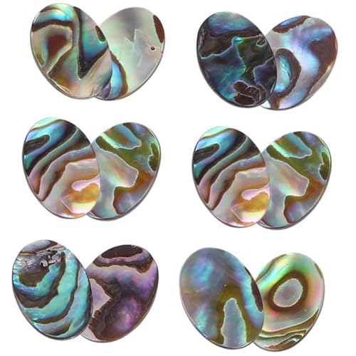 FIXOSHEE 12 Stück Teiliges Abalone Muschel Cabochon Oval Flach Rückseite Schmuckanhänger DIY Basteln Vielseitig für Halsketten Ohrringe Armbänder Charms Zubehör von FIXOSHEE