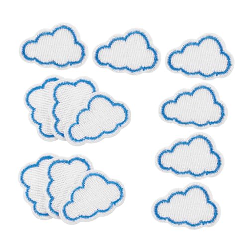 FIXOSHEE 12 Stück Teiliges Bestickte Wolken aufbügler Langlebige Bügelflicken aus Robustem Stickstoff für Kleidung Jeans Jacken Rucksäcke Einfache DIY anwendung Einzigartige Wolkenmotive von FIXOSHEE