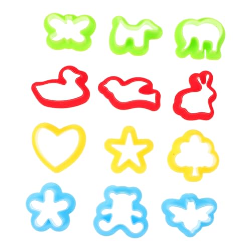 FIXOSHEE 12 Stück Teiliges DIY Clay Mold Set mit Farbigen Polymer Tonformen Prägewerkzeugen Kreatives Bastelspielzeug Feinmotorik und Kognitiver Entwicklung von FIXOSHEE
