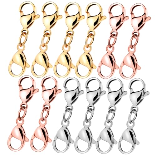 FIXOSHEE 12 Stück Teiliges Metall Doppel Karabiner Verschlüsse Armband und Halsketten Verschluss DIY Schmuckzubehör in Gold Stahl Roségold FIXOSHEE 12 Stück Teiliges Metall Doppel Karabiner Verschlüsse Armband und Halsketten Verschluss DIY Schmuckzubehör in Gold Stahl Roségold von FIXOSHEE
