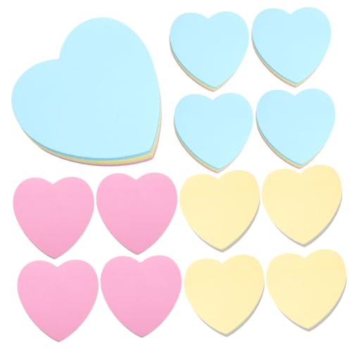 FIXOSHEE 12 Stück Teiliges Selbstklebende Herzförmige Memo Pads Bunte Notizzettel mit Stark Haftendem Beidseitig Beschreibbar Praktische Kleine Haftnotizen für Büro Schule und Persönliche von FIXOSHEE