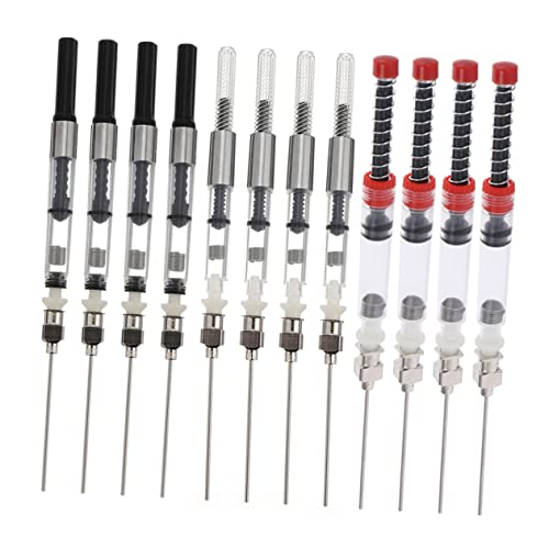 FIXOSHEE 12 Stück Teiliges Stahlfederhalter Tintenabsorber Spritzenfüller aus Edelstahl und Langlebig Tragbar Einfach zu Bedienen Geeignet für Füllfederhalter Nachfüllung von FIXOSHEE