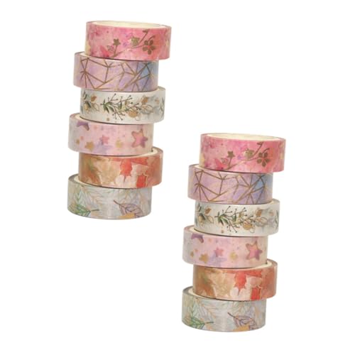 FIXOSHEE 12 Stück Teiliges Washi Tape Gemischt Japanisches Dekoratives Klebeband mit Tearable Design Vielseitig für Scrapbooking DIY Tagebuch Planner und Bastelprojekte von FIXOSHEE