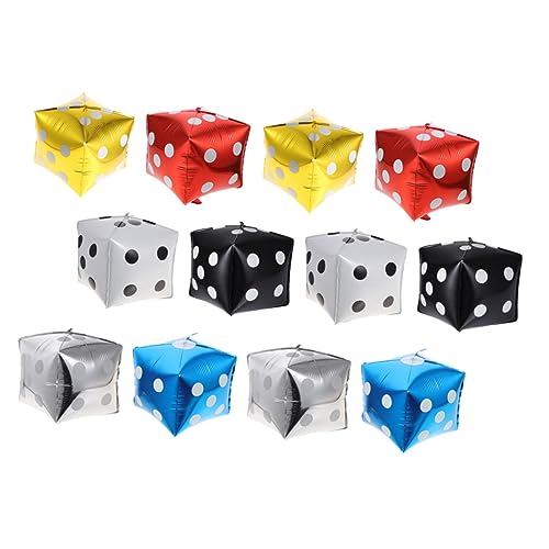 FIXOSHEE 12 Stück Teiliges Würfel Folienballon Party Wanddekoration Selbstsiegelnd Wiederverwendbar Buntes Partyzubehör für Geburtstag Hochzeit Spielaktivitäten von FIXOSHEE