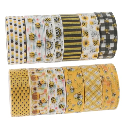 FIXOSHEE 12Rollen Washi Tape Set mit Bienenmuster Dekorative Bastelbänder für Scrapbooking DIY Projekte Planer und Journals Vielseitige Leicht Reißbare Klebebänder von FIXOSHEE