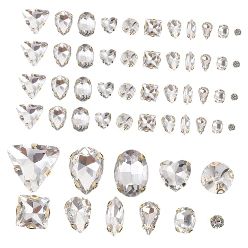 FIXOSHEE 130 Stück Teiliges Weiße Glas Strasssteine zum Aufnähen Vielseitige DIY Bastelsteine für Kleidung Schmuck Textilverzierung mit Krallenfassung für Handarbeit und Modeaccessoires von FIXOSHEE