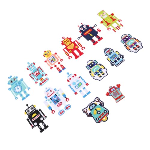FIXOSHEE 14 Stück Stoffaufkleberroboter Flicken für Kleidung Bügelbilder für Kleidung aufbügelflicken Jeans Flicken aufnäher für jacken Hutflecken süßer Patch zum Aufnähen Sticktuch von FIXOSHEE