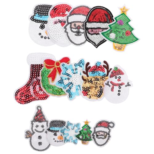FIXOSHEE 15 Stück Weihnachts-pailletten-stickerei-aufnäher, Bestickt, Zum Aufnähen, Applikation, Reparatur-flicken, Basteln Für Kleidung, Jacken, Jeans, Hosen, Kleider, Rucksäcke, Hüte, FIXOSHEE 15 Stück Weihnachts-pailletten-stickerei-aufnäher, Bestickt, Zum Aufnähen, Applikation, Reparatur-flicken, Basteln Für Kleidung, Jacken, Jeans, Hosen, Kleider, Rucksäcke, Hüte, von FIXOSHEE