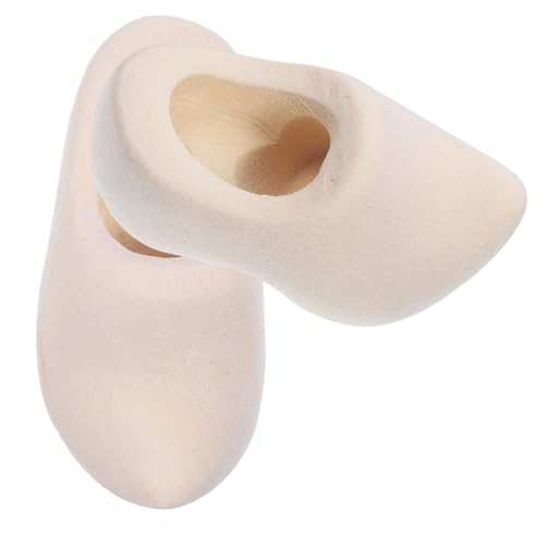 FIXOSHEE 1Paar Puppenschuhe Holz Unbemaltes Handwerk für Puppenhaus DIY Kleine Klompen Zubehör für Bastelarbeiten Holzschuhe von FIXOSHEE