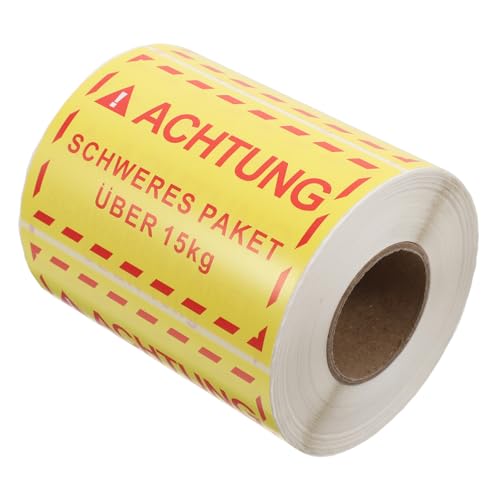 FIXOSHEE 1Rolle Übergewicht Warnaufkleber Gelbe Etiketten Schwerer Versand für Sichere Handhabung von Kisten im Lager Langlebig für Transport Verpackung von FIXOSHEE