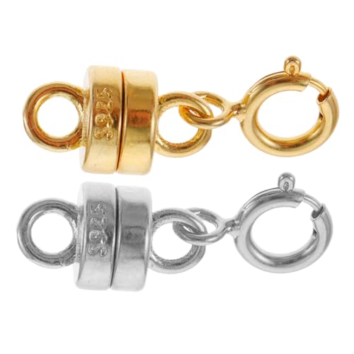FIXOSHEE 2 Paare Sterling Silber Verlängerungskette Metallverschluss für Schmuck DIY Armband Halskette Zubehör in Weißgold und Goldfarben von FIXOSHEE