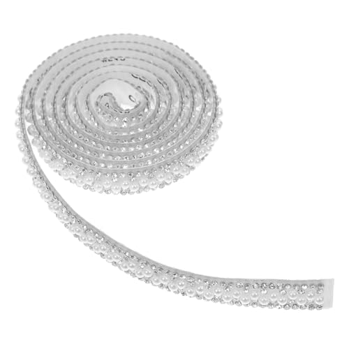 FIXOSHEE 2 Rollen Selbstklebende Strasssteine Perlenbänder Weiße Perlen Strass Trim für Diy Hochzeit Kleidung Schuhe Taschen Dekoration von FIXOSHEE