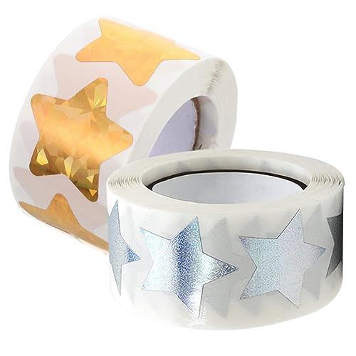 FIXOSHEE 2 Rollen Sternförmige Selbstklebende Aufkleber pro Rolle für DIY Geschenktüten und Briefumschläge Dekorative Etiketten Gold und Blau von FIXOSHEE