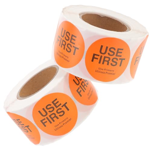 FIXOSHEE 2 Rollen Verwenden Sie Aufkleber Selbstklebende Lebensmitteletiketten für Vorratskontrolle pro Rolle für Restaurants und Küchen Orange von FIXOSHEE