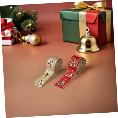 FIXOSHEE 2 Rollen Weihnachtsband Dekoband Für DIY Weihnachtsbastelbänder Stoffbänder Bandrolle Für Weihnachtsfeiertagsbänder Geschenkbänder Festband Ornamentband Eisendraht von FIXOSHEE