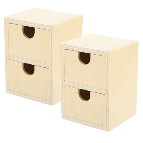 FIXOSHEE 2 Stck Unbemalte Kleine Holzschubladen DIY Blanke Schubladen für Bastelprojekte Aufbewahrung Organizer Büro Holzmaterial Langlebig von FIXOSHEE