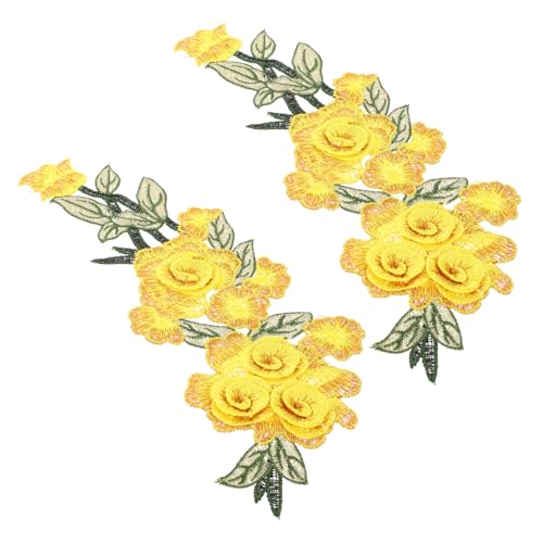 FIXOSHEE 2 Stück Bestickte Blumen patches Gelb Stickerei Applikationen zum Aufnähen DIY Kleidung Dekoration Textilflicken für Jacken Kleider Hüte Stabile Verarbeitung Langlebig von FIXOSHEE
