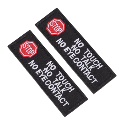 FIXOSHEE 2 Stück Bestickte Servicehund Patches No Touch No Eye Contact Wiederverwendbar mit Klettband für Hundegeschirr Training Do Not Pet Warnhinweis für Arbeits Diensthunde von FIXOSHEE
