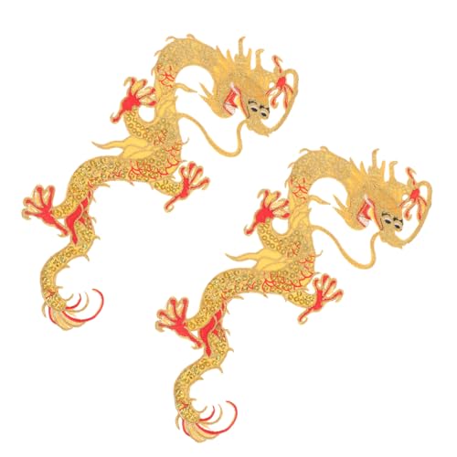 FIXOSHEE 2 Stück Chinesische Drachen Aufbügelflicken Bestickte Textilapplikationen zum Aufbügeln und Aufnähen für Kleidung Jeans Rucksäcke Langlebige Reparatur und Dekoration von FIXOSHEE