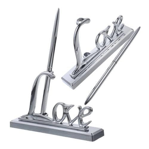 FIXOSHEE 2 Stück Hochzeits Signaturstift mit Herzförmigem Halter Vergoldet Luxuriöses Schreibset für Gästebuchunterzeichnung Elegante Tischdekoration für Brautparty und Hochzeitsempfang von FIXOSHEE