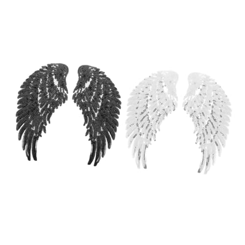 FIXOSHEE 2 Stück Pailletten Flügel Patch Stickerei Applikationen zum Aufnähen für DIY Kleidung Dekoration Zubehör Schwarz und Silber Lebendige Engelsflügel zum Verschönern von Jacken FIXOSHEE 2 Stück Pailletten Flügel Patch Stickerei Applikationen zum Aufnähen für DIY Kleidung Dekoration Zubehör Schwarz und Silber Lebendige Engelsflügel zum Verschönern von Jacken von FIXOSHEE