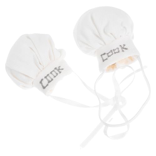 FIXOSHEE 2 Stück Plüschpuppenkochhut kleine Puppenhüte Puppenhauszubehör Puppenmützen Puppenkochmütze kleine Hüte für Puppe Mini -Hüte für Puppen Puppenzubehör Chefhut Polyester Weiß von FIXOSHEE