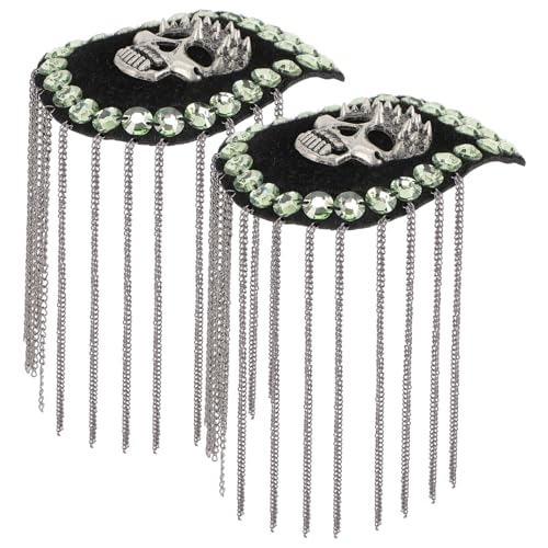 FIXOSHEE 2 Stück Punk Schädel Epauletten mit Quaste Abnehmbare Schulterklappen Applikationen für Kostüm Party Halloween Bühnenauftritt Schwarze Uniform Dekoration FIXOSHEE 2 Stück Punk Schädel Epauletten mit Quaste Abnehmbare Schulterklappen Applikationen für Kostüm Party Halloween Bühnenauftritt Schwarze Uniform Dekoration von FIXOSHEE