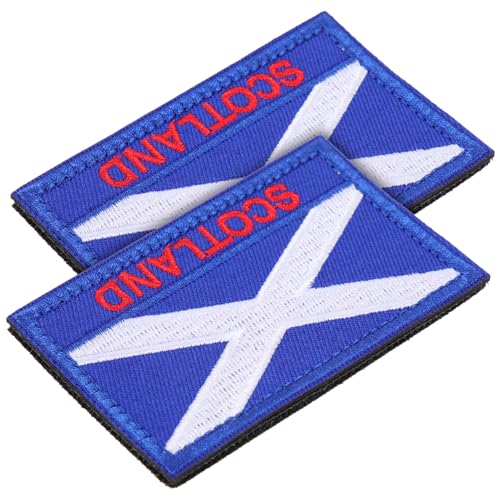 FIXOSHEE 2 Stück Scotland Flag Patch Aufnäher aus Polyester Kleine Dekorative Stoffflicken zum Aufbügeln Kreative Kleidungspatches für DIY Kleidung Taschen Handwerksprojekte von FIXOSHEE