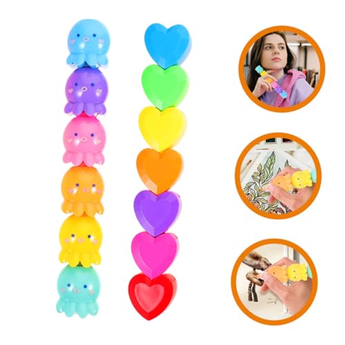 FIXOSHEE 2 Stück Teiliges Bunte Octopus Textmarker Cartoonform Langlebig Geruchlos Leichter Marker für Schüler Notizen Scrapbooking Dokumente von FIXOSHEE