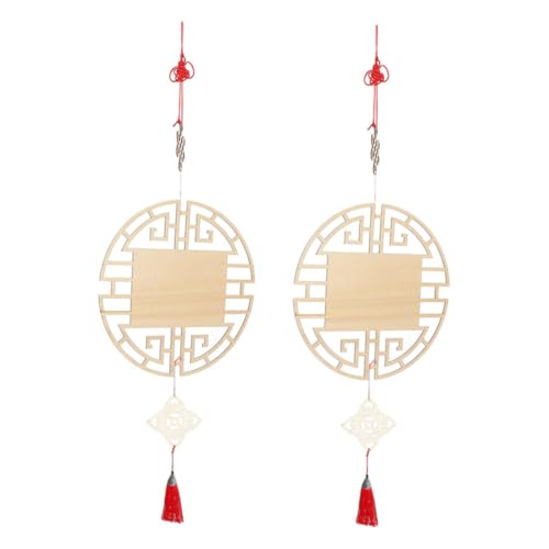 FIXOSHEE 2 Stück Teiliges Chinesisches Glücksknoten Holzornament zum Bemalen Traditionelle Diy Kinderhängedekoration mit Quaste Kreative Wand und Fahrzeugdeko Chinesischer Stil von FIXOSHEE