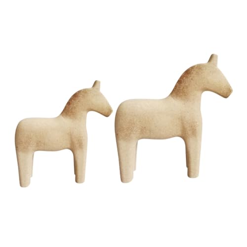 FIXOSHEE 2 Stück Teiliges DIY holzpferd Naturbelassene Glatt Polierte Kreative Holzpferde zum Bemalen und Dekorieren Desktop Junge Mädchen von FIXOSHEE