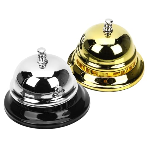 FIXOSHEE 2 Stück Teiliges Metall Service Tischglocken Lauter Rufklingel mit Klarem Klang Vielseitig Einsetzbar als Restaurant Hotel Bar Service Glocke und Spiel Requisit Kompakte Langlebig von FIXOSHEE