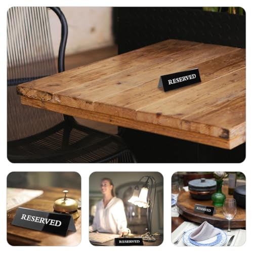 FIXOSHEE 2 Stück Tischreservierungsschilder aus Acryl V förmige Dreieck aufsteller Schwarze Basis mit Weißer Schrift Robuste Klare Reservierungsschilder für Restaurant Hotel Bankett von FIXOSHEE