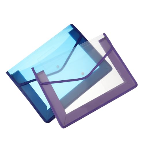 FIXOSHEE 2 Stück Transparenter Dokumentenhalter mit Knopfverschluss Großer für Büro und Schule Vielseitige Aufbewahrungstasche für Papiere und Unterlagen Zufällige Farbe Zufällige Farbe von FIXOSHEE