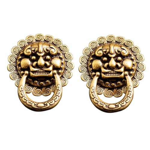 FIXOSHEE 2 Stück Vintage Messingknöpfe DIY Kleidung Zubehör für Taschen Lederwaren Dekorative Langlebige Löwenkopf Metallknöpfe für Basteln und Reparatur von FIXOSHEE