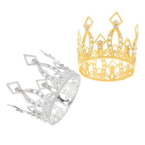 FIXOSHEE 2 Stücke Barock Mini Crown Kuchen Topper Strass Tiara Ornament Kuchen Dekorationen Vintage Kuchen Topper Crown Topper Für Cupcakes von FIXOSHEE