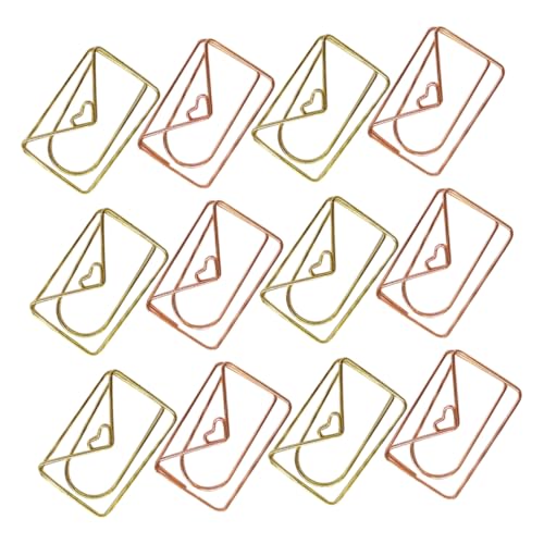 FIXOSHEE 20 Stück Niedliche Briefumschlag Papierklammern Cartoon Büroklammern für Schule und Büro Kreative Lesezeichen Praktische Dokumentenklammern in Roségold und Gold von FIXOSHEE