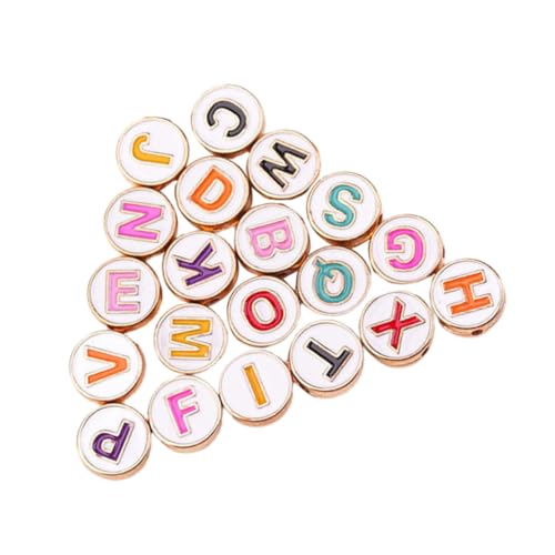 FIXOSHEE 20 Stück Teiliges Metallplattierte Buchstabenperlen Kupfer Langlebig Leicht Kompakt für Schmuckherstellung Armbänder Halsketten und DIY Dekoration von FIXOSHEE