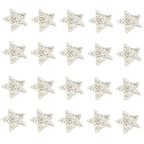FIXOSHEE 20 Stück Teiliges Rattan Sterne Weiß DIY Hängende Stern Deko Natürliche Weidengeflecht Sterne für Weihnachtsdeko Farmhouse Tischmitte Wohnzimmer Hochzeit Basteln von FIXOSHEE