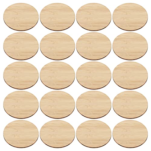 FIXOSHEE 20 Stück Unfertige Holzscheiben für DIY Projekte Runde Bambusstücke zum Bemalen Basteln und Dekorieren für Erwachsene für Kreative Handarbeiten von FIXOSHEE