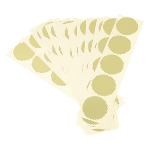 FIXOSHEE 200 Stück Selbstklebende Goldene Embosser Aufkleber mit Wellenrand Blanko Zertifikatssiegel Aufkleber für Auszeichnungen und Offizielle Dokumente Durchmesser von FIXOSHEE