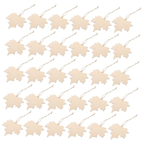 FIXOSHEE 200 Stück Unfinished Maple Leaf Wood Cutouts aus Natürlichem Holz Blanke DIY Herbst-ornamente für Zeitlich passende Dekoration Einfache Aufhängung für Thanksgiving Partys und von FIXOSHEE