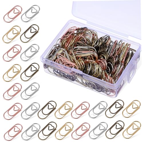 FIXOSHEE 200Stücke Herzpapierclips Metal und Roségold Lustige Büroklammern für Schule Büro und Deko Einfache Handhabung und Vielseitige Anwendung von FIXOSHEE