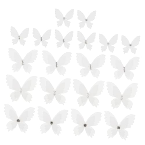 FIXOSHEE 20Stücke Schmetterlinge Applikationen mit Perlen Doppelschichtige Organza Patches für DIY Kleidung und Bastelarbeiten Hochzeitsdekoration Ornamente zur Individualisierung von FIXOSHEE